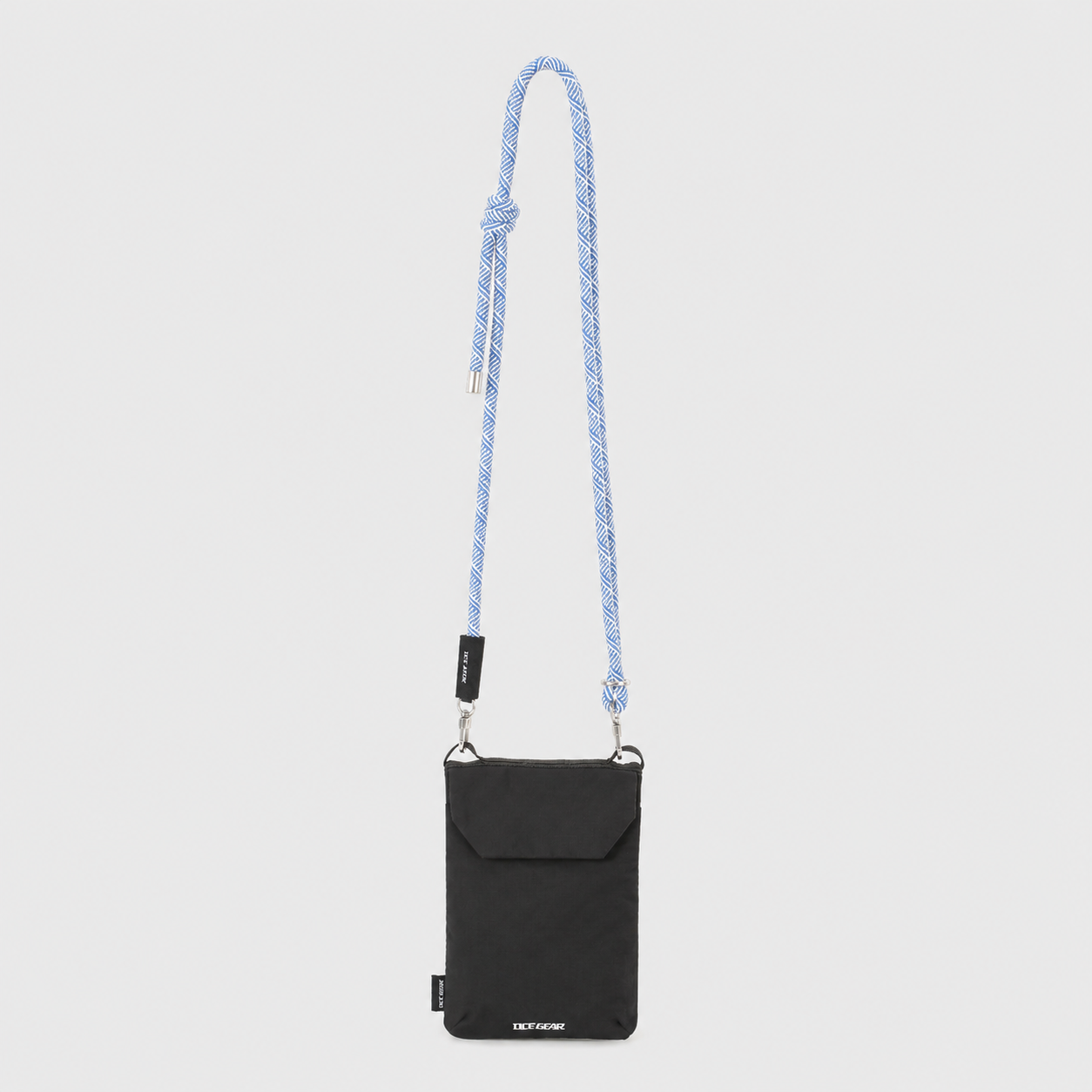 Black OCE GEAR RFID phone sacoche with blue rope strap