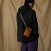 Burnt brown RFID travel phone sacoche worn crossbody
