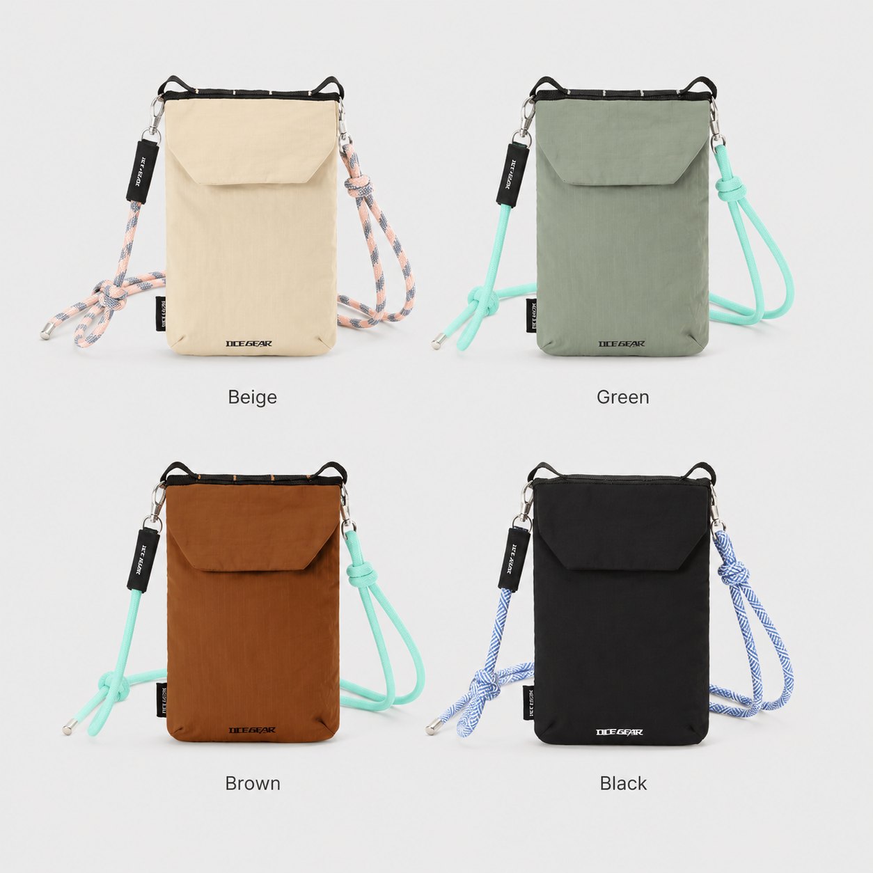 Four color options for OCE GEAR RFID travel phone sacoche crossbody pouch