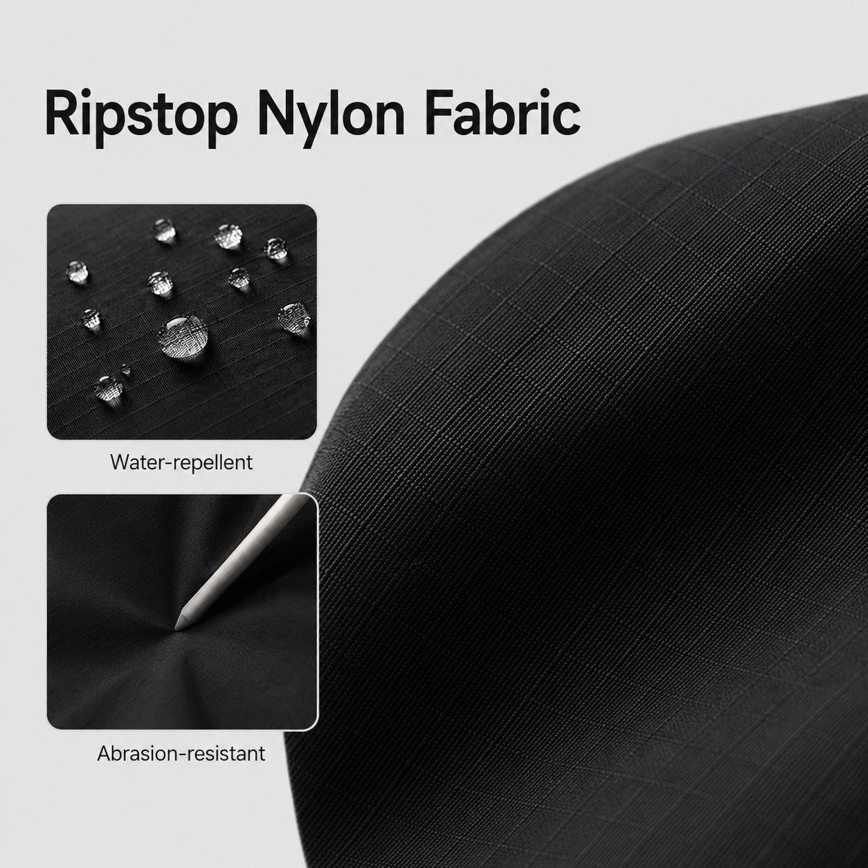 Water repellent matte nylon ripstop fabric detail on RFID travel pouch