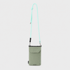 Sage green RFID travel phone pouch with mint rope strap