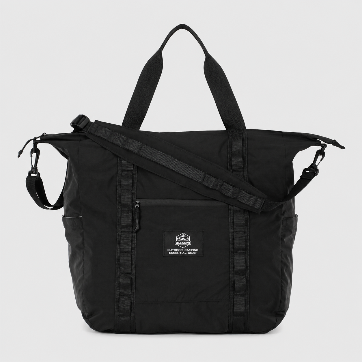 Black OCE GEAR 2-in-1 packable travel duffel tote bag