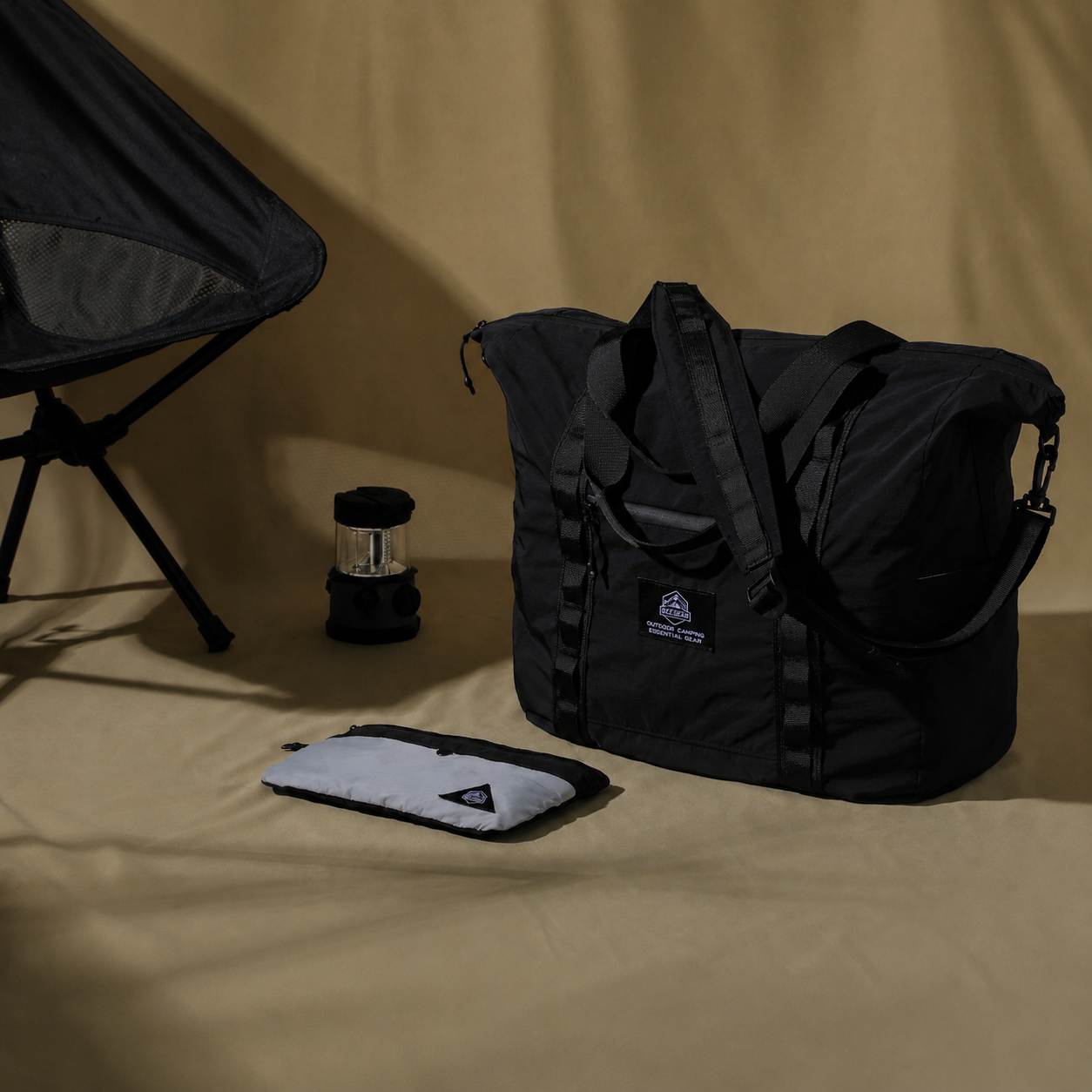 Packable travel tote bag with detachable mini pouch