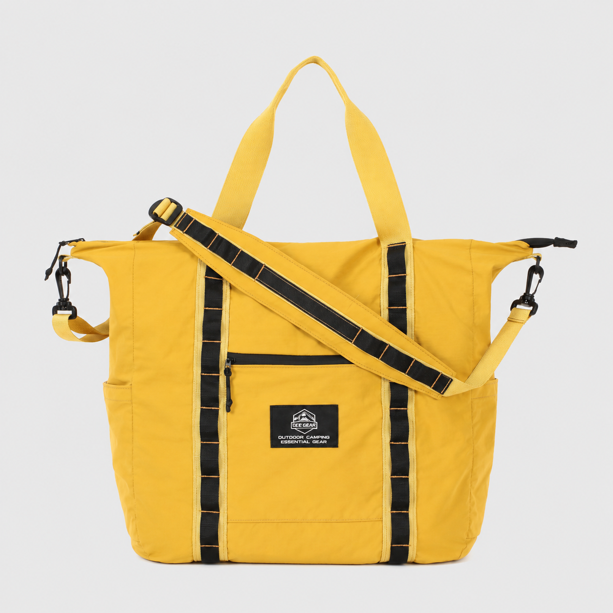 Yellow folding travel bag with passport mini pouch
