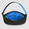 Large crescent shoulder bag with blue contrast lining