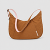 Burnt brown pink expandable crescent shoulder bag