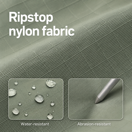 Water repellent ripstop nylon fabric close up on crescent bag