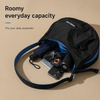 Roomy everyday capacity inside expandable crescent shoulder bag