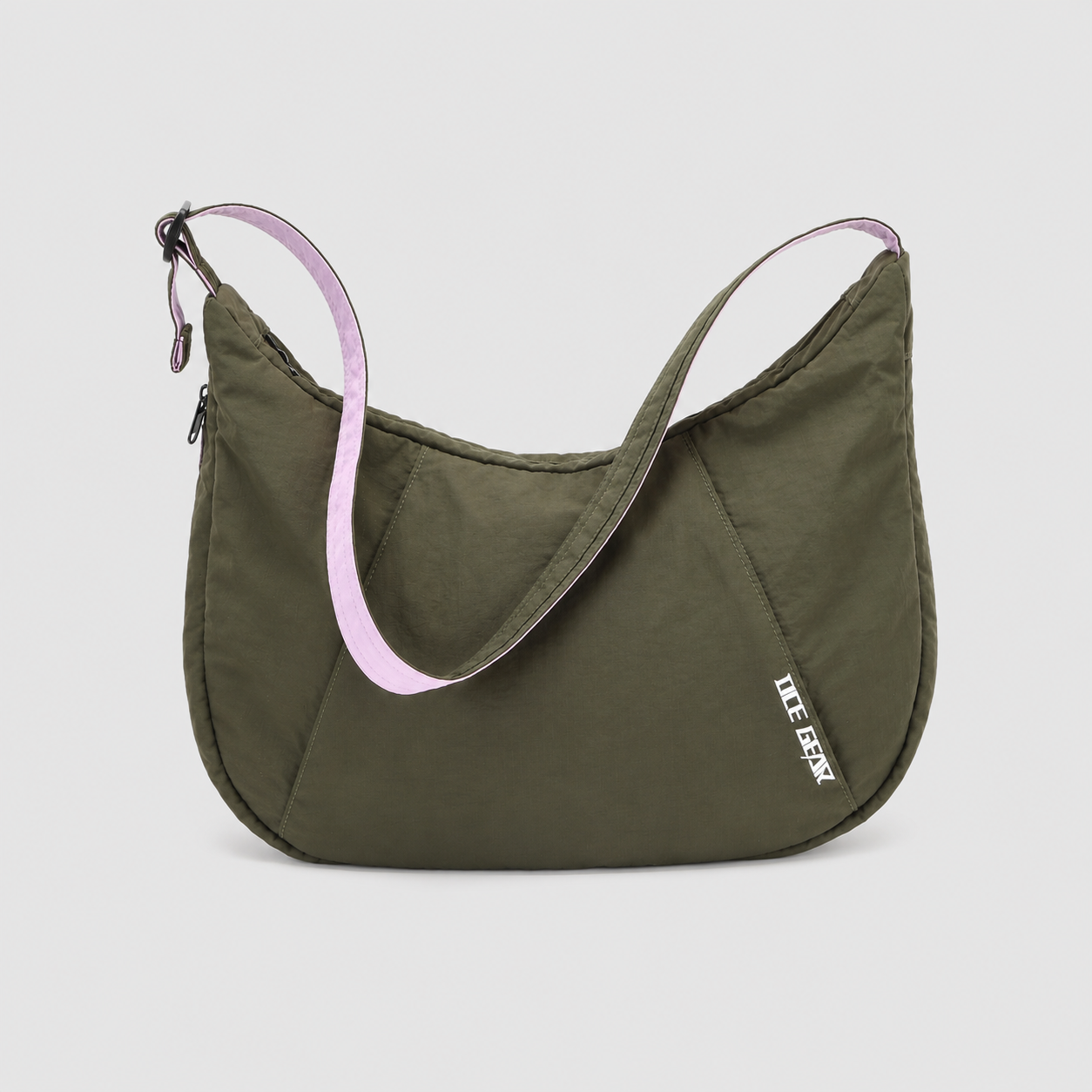 Sand black expandable crescent shoulder bag
