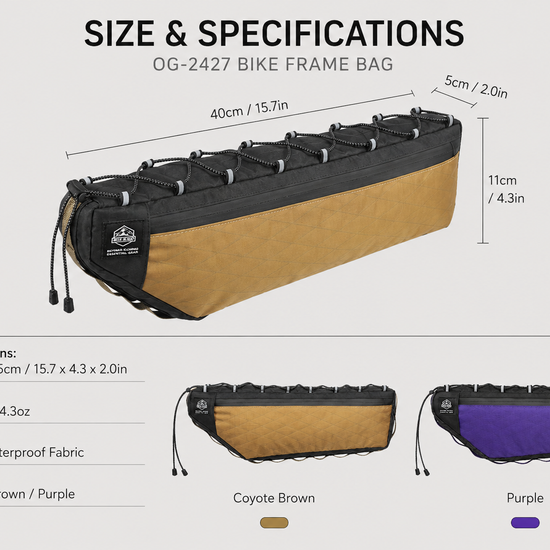 OCE GEAR Freewind XPAC bike frame bag size and specifications