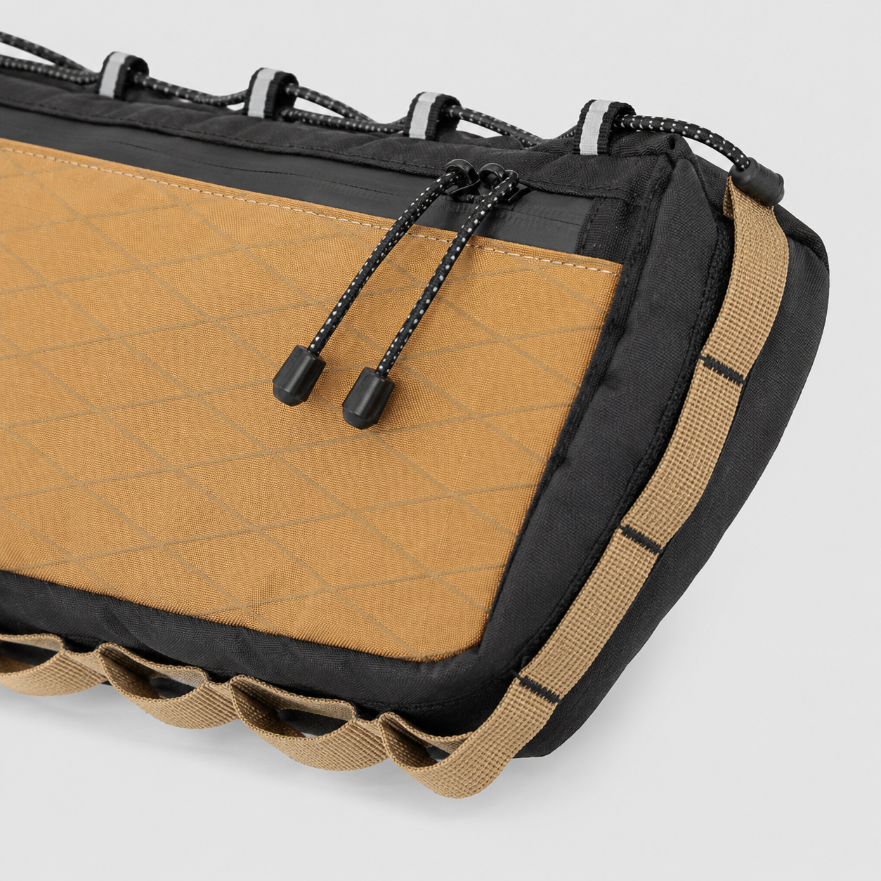 Zipper and mounting strap detail on XPAC bike frame bag