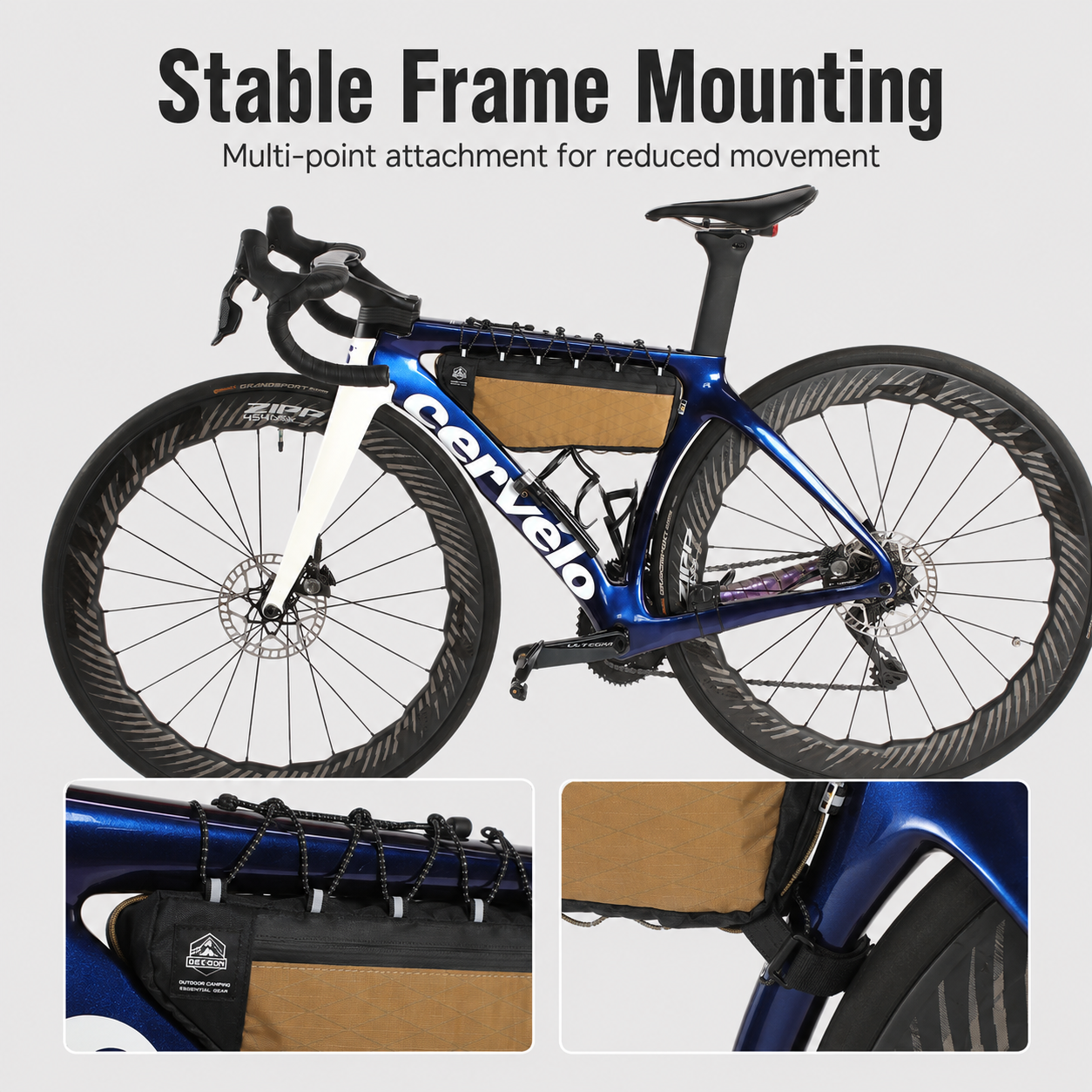 Multi point mounting bike frame bag detail