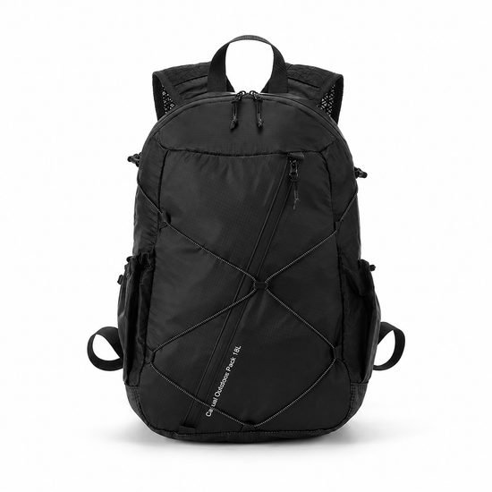 OCE GEAR 18L FIBERMAX44 lightweight outdoor backpack black front view