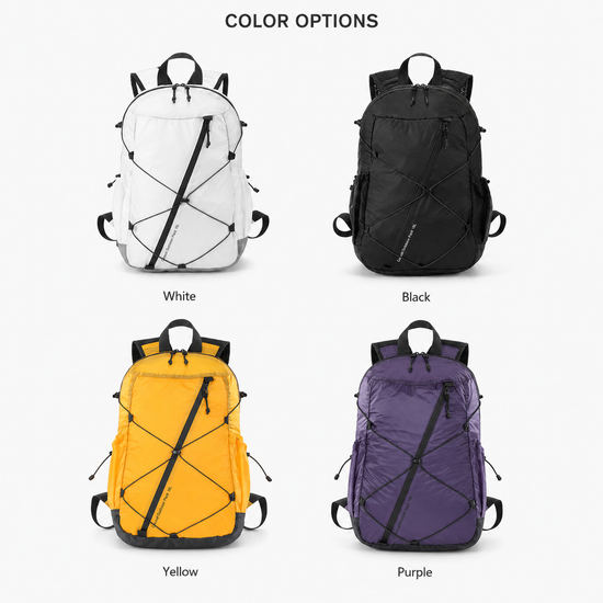 Four color SKU lineup of OCE GEAR 18L lightweight backpacks
