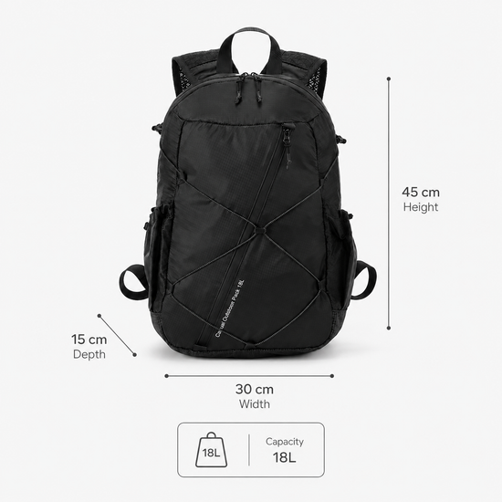 30 by 45 by 15 cm 18L backpack size chart