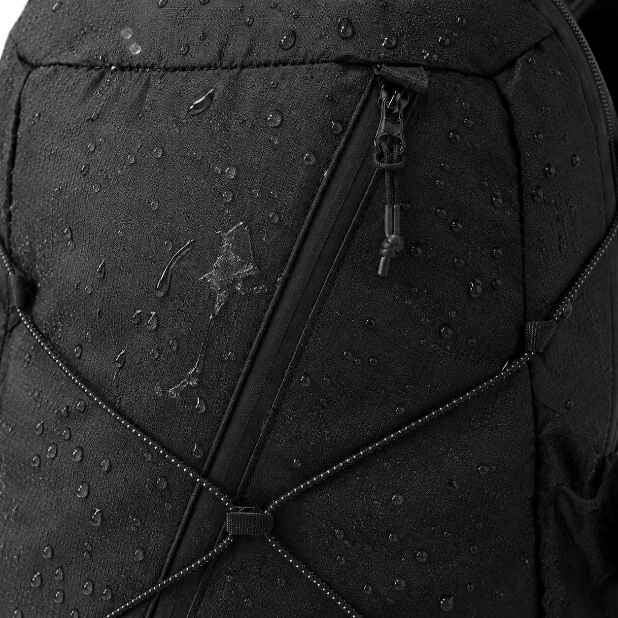 Water-repellent lightweight nylon backpack fabric with water droplets
