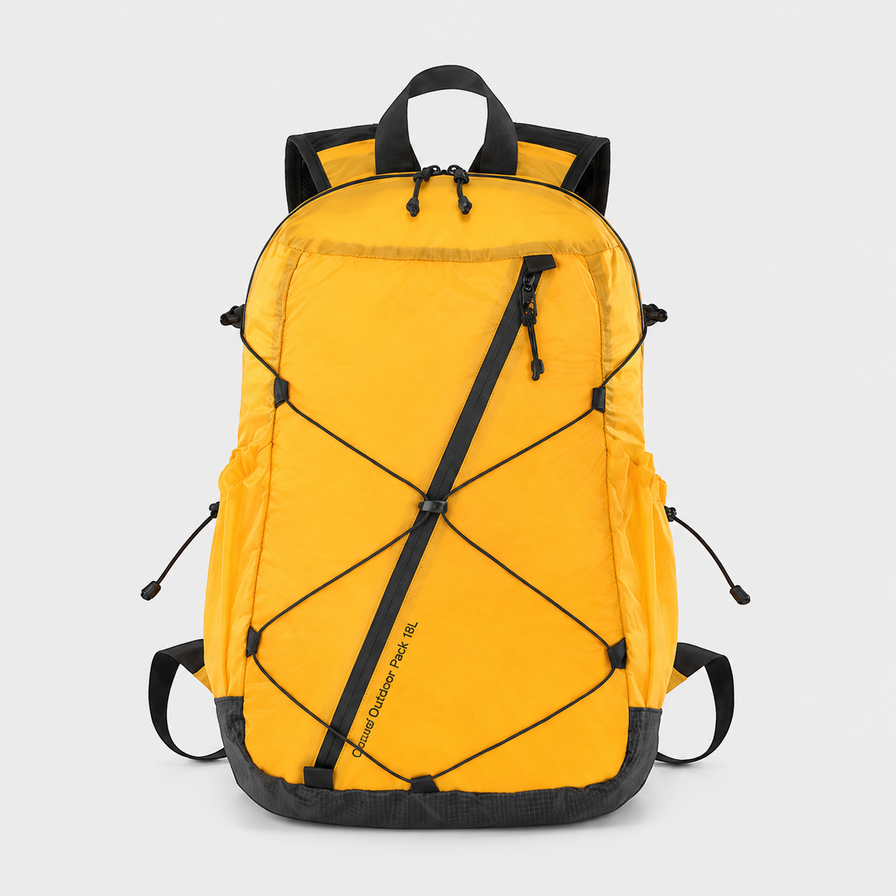 Yellow 18L lightweight daypack with front bungee cord
